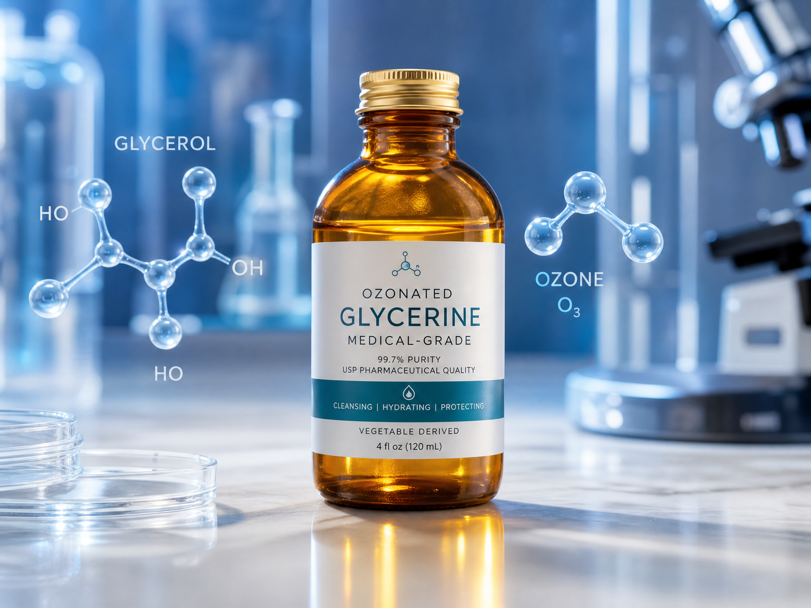 Premium medical-grade ozonated glycerine bottle by GlycoZone
